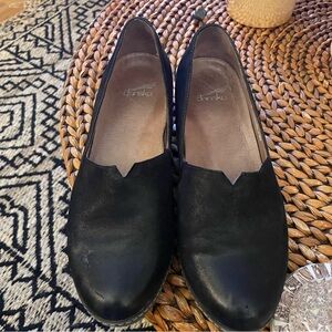 Dansko Womens Loafer Size 38 (U.S 7.5) Black Slide-on Wedge Heel